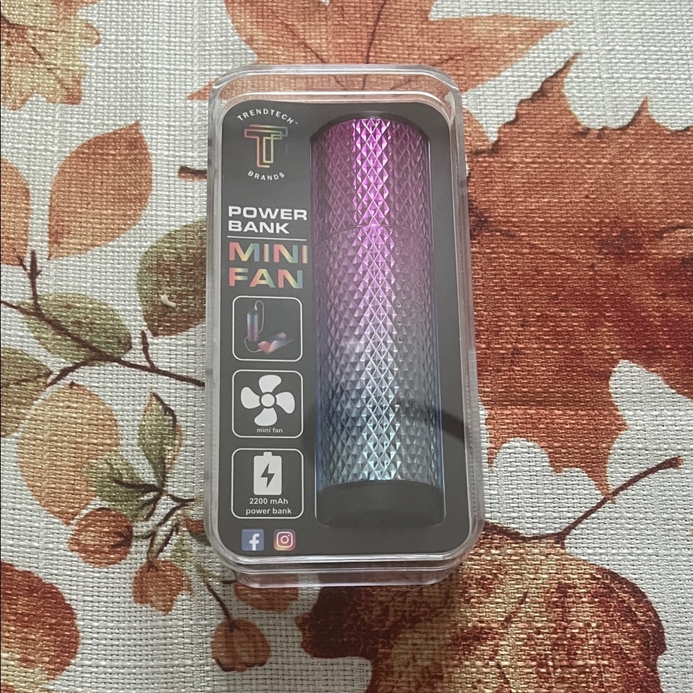 Mini Fan Power Bank - Pink and Blue